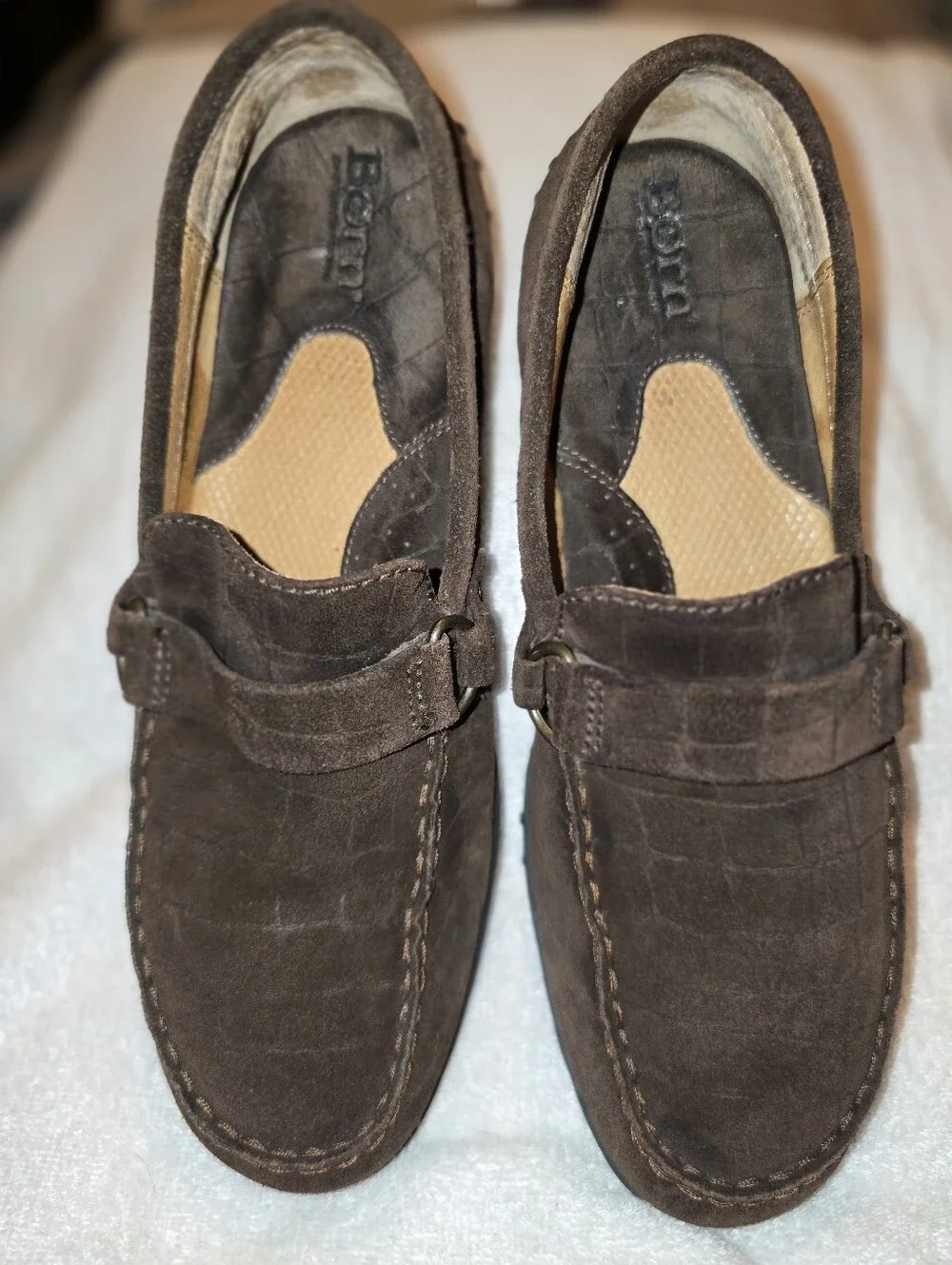 Born Women’s Dark Brown Suede Driving Loafers Shoes Size 9 M/W EUC